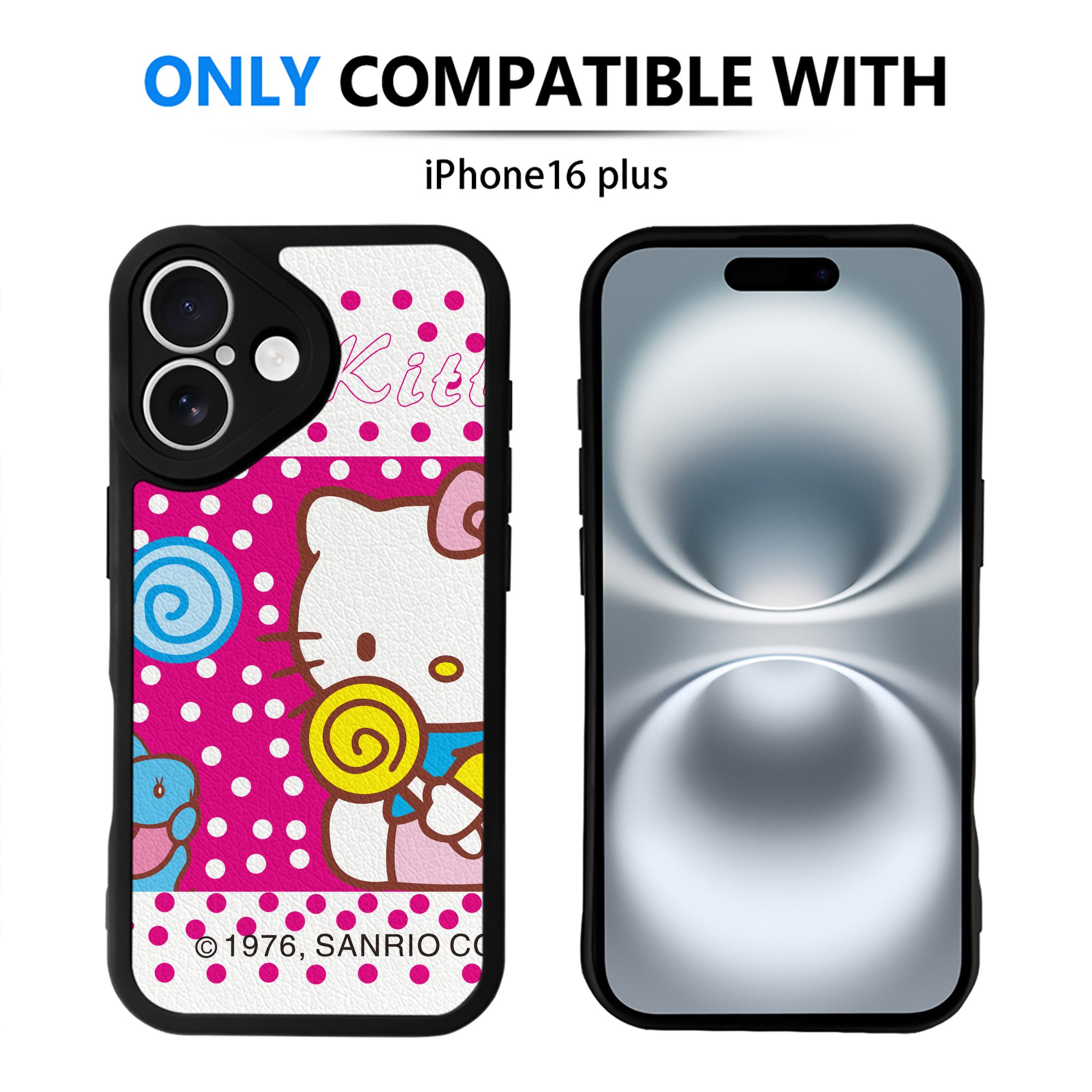 （画像用） Hello Kitty ハローキティ 【iPhone 16シリーズ対応】シリコンスマホケース（レザー調） 材質：シリコン